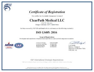 ClearPath Medical LLC ISO 13485:2016 Certificate of Registration